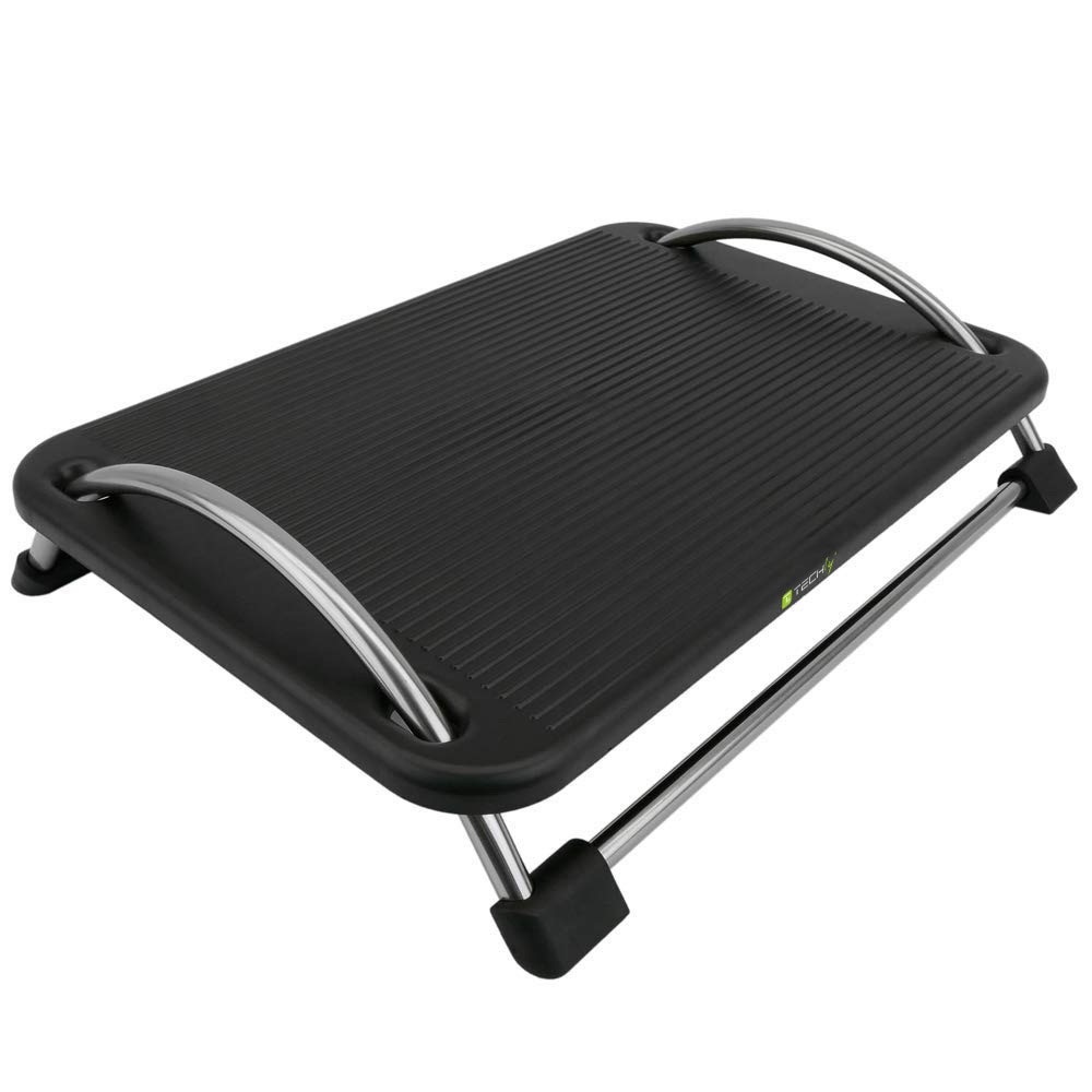TECHLY Poggiapiedi Ergonomico Regolabile con Altezza e Angolo Inclinazione per Ufficio