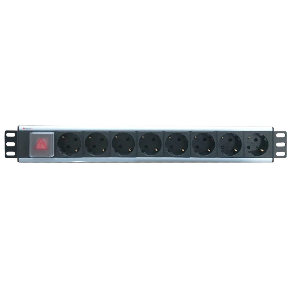 Techly I-CASE STRIP-18SH unità di distribuzione dell'energia (PDU) 8 presa(e) AC 1.5U Nero, Argento