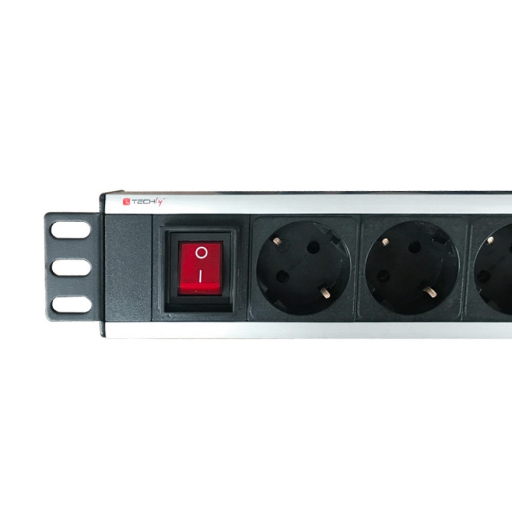 Techly I-CASE STRIP-18SH unità di distribuzione dell'energia (PDU) 8 presa(e) AC 1.5U Nero, Argento