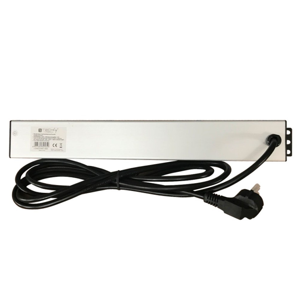 Techly I-CASE STRIP-18SH unità di distribuzione dell'energia (PDU) 8 presa(e) AC 1.5U Nero, Argento