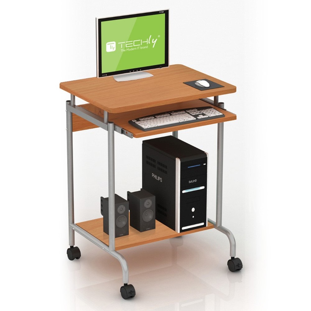 Techly Scrivania per Computer Compact 600x450 con Ripiano Estraibile per Tastiera