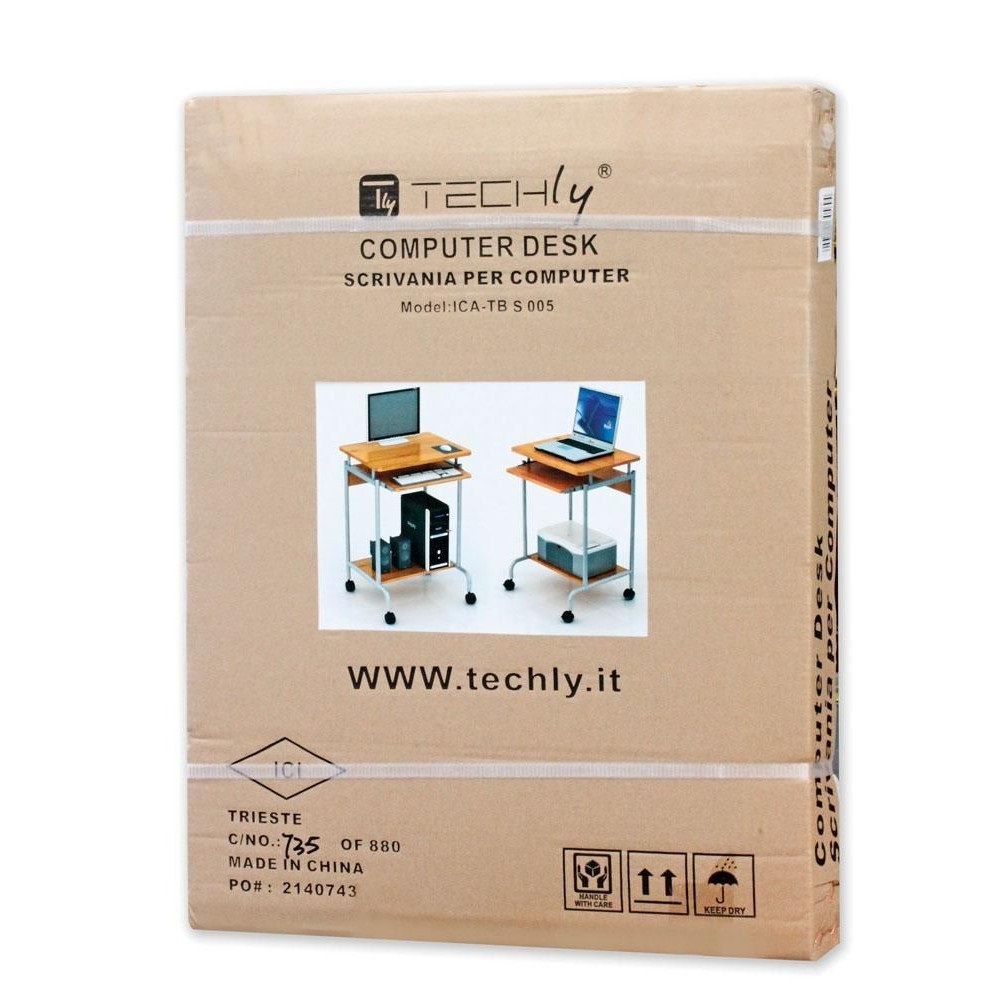 Techly Scrivania per Computer Compact 600x450 con Ripiano Estraibile per Tastiera
