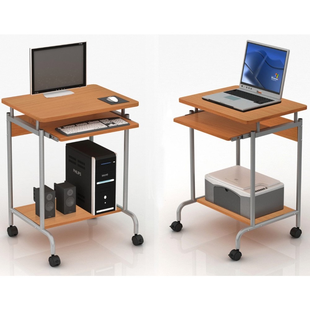 Techly Scrivania per Computer Compact 600x450 con Ripiano Estraibile per Tastiera