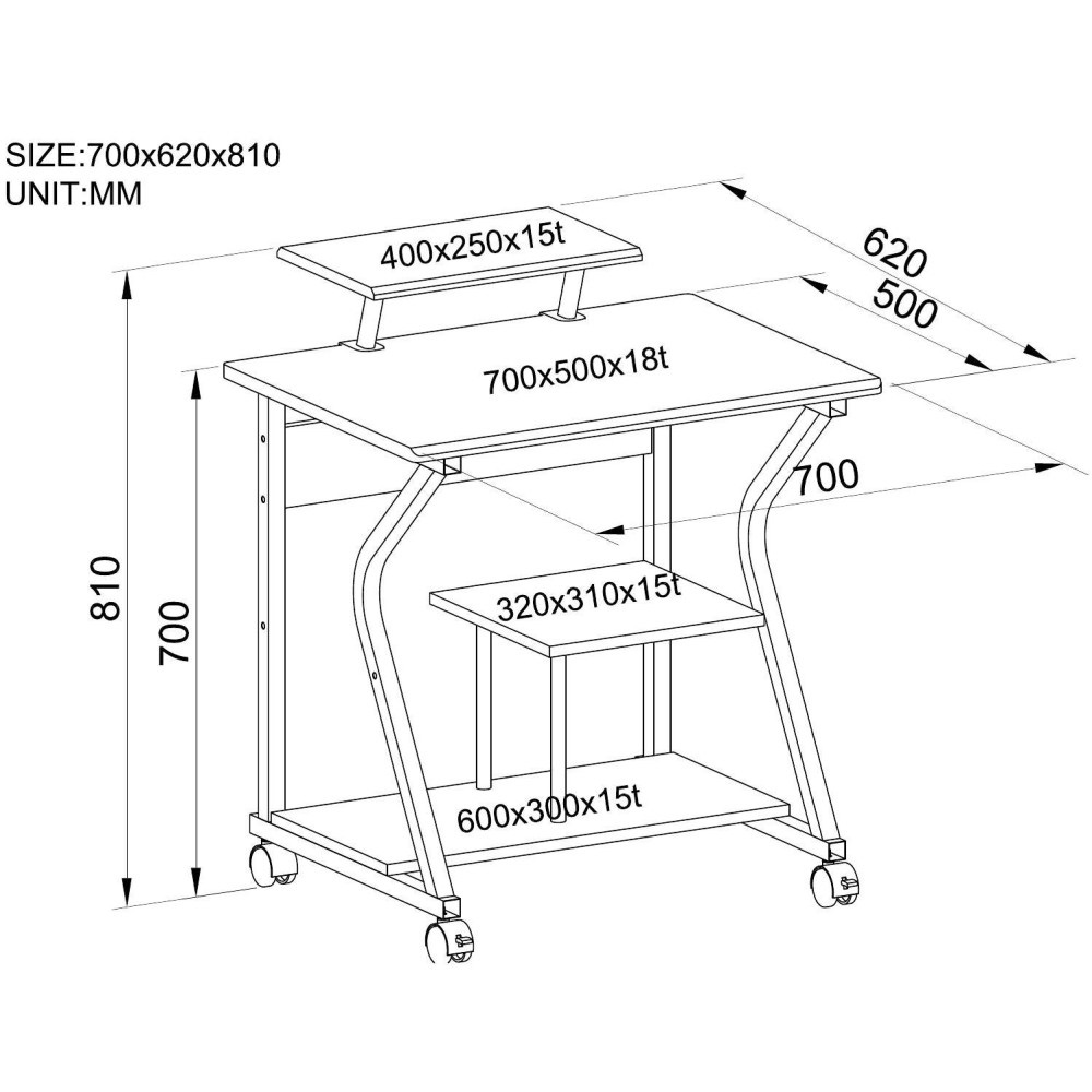 Techly Scrivania per Computer Compatta ICA-TB 218 - Alta Funzionalità, Design Semplice e Rivestimento Resistente in PVC