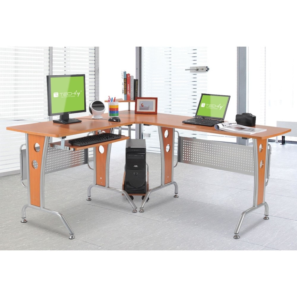Techly Scrivania per Computer Angolare in Ciliegio (ICA-TB 3806A)