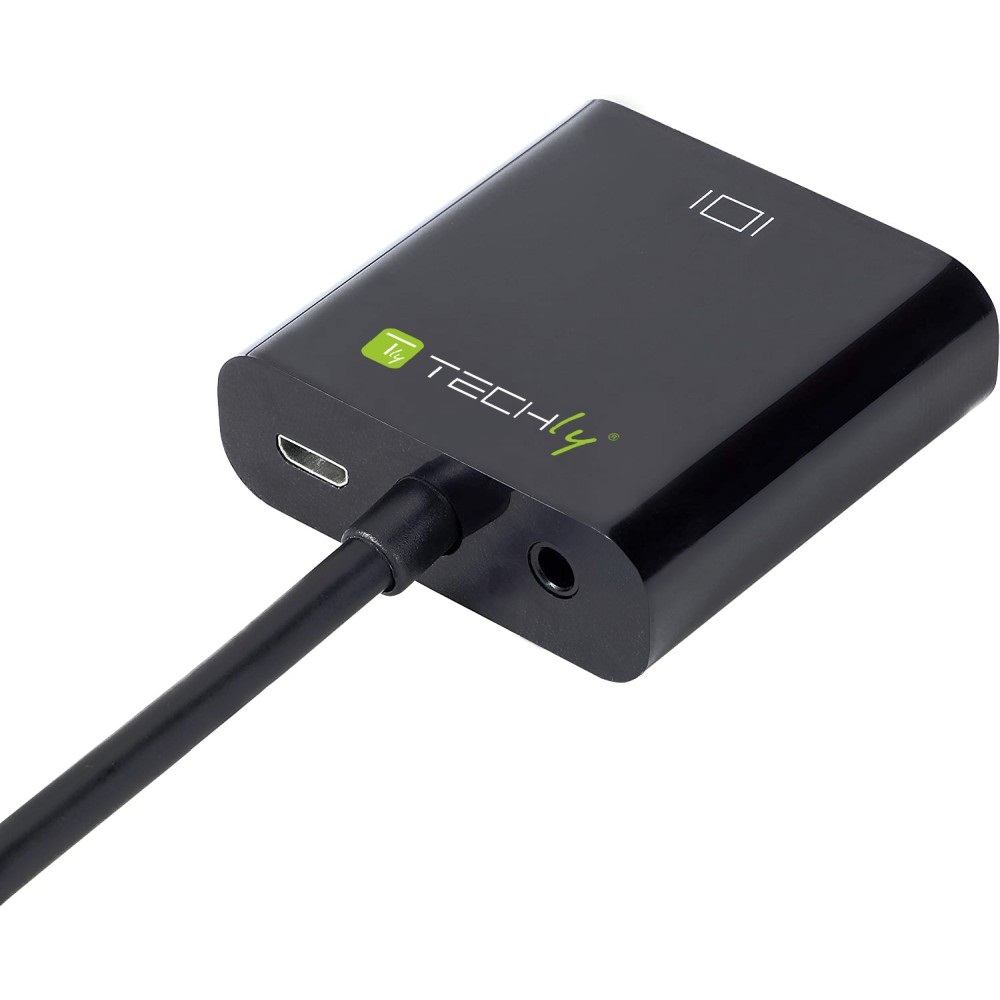 Techly IDATA HDMI-VGA2AU Adattatore HDMI a VGA con Audio e Micro USB, 0,15 m, Risoluzione 1920x1080