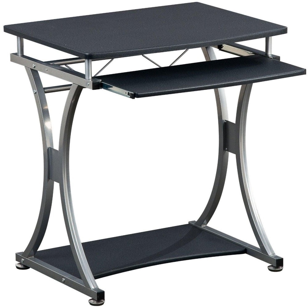 Techly Scrivania per PC Compatta con Cassetto Estraibile, Design Moderno, Struttura in Metallo e Ripiano in MDF Nero Grafite