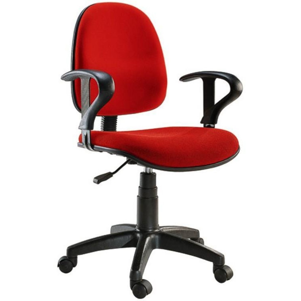 Techly Sedia per Ufficio Easy Colore Rosso - Poltroncina con Braccioli, Schienale Posizionabile e Regolazione Pneumatica