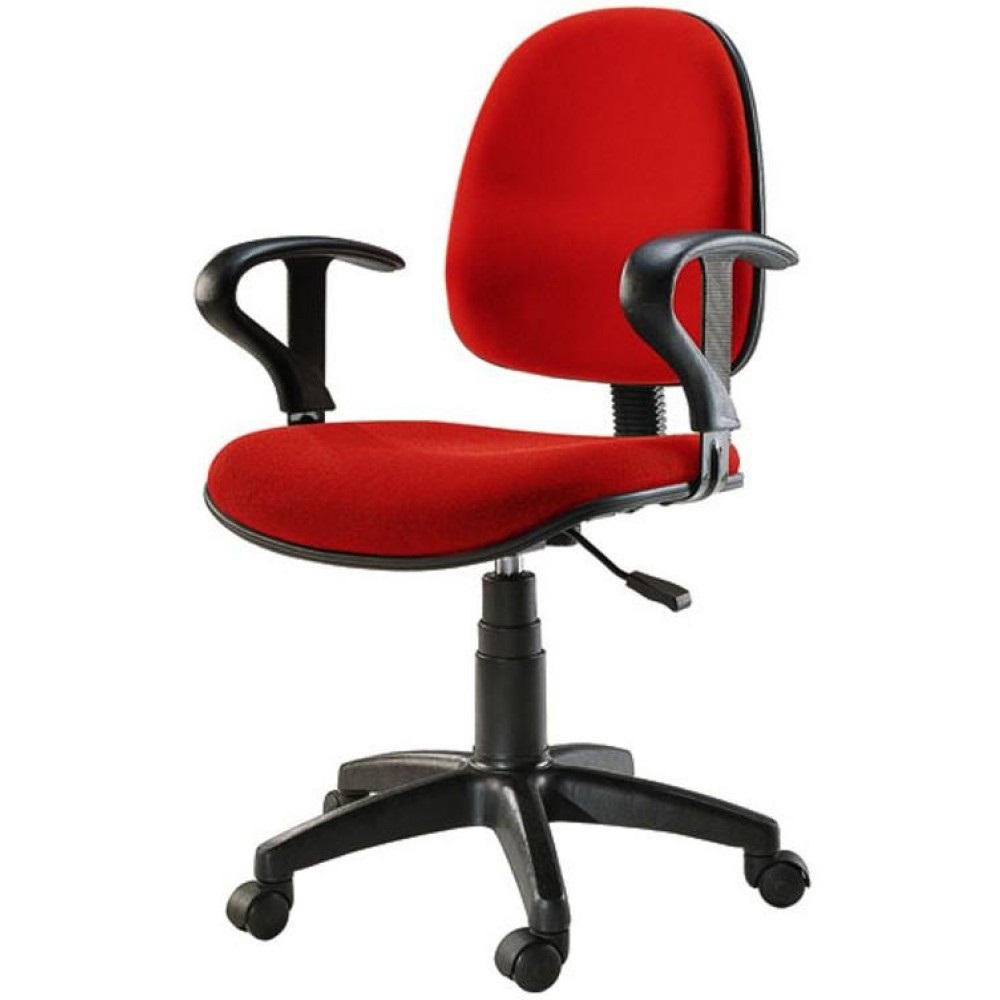 Techly Sedia per Ufficio Easy Colore Rosso - Poltroncina con Braccioli, Schienale Posizionabile e Regolazione Pneumatica