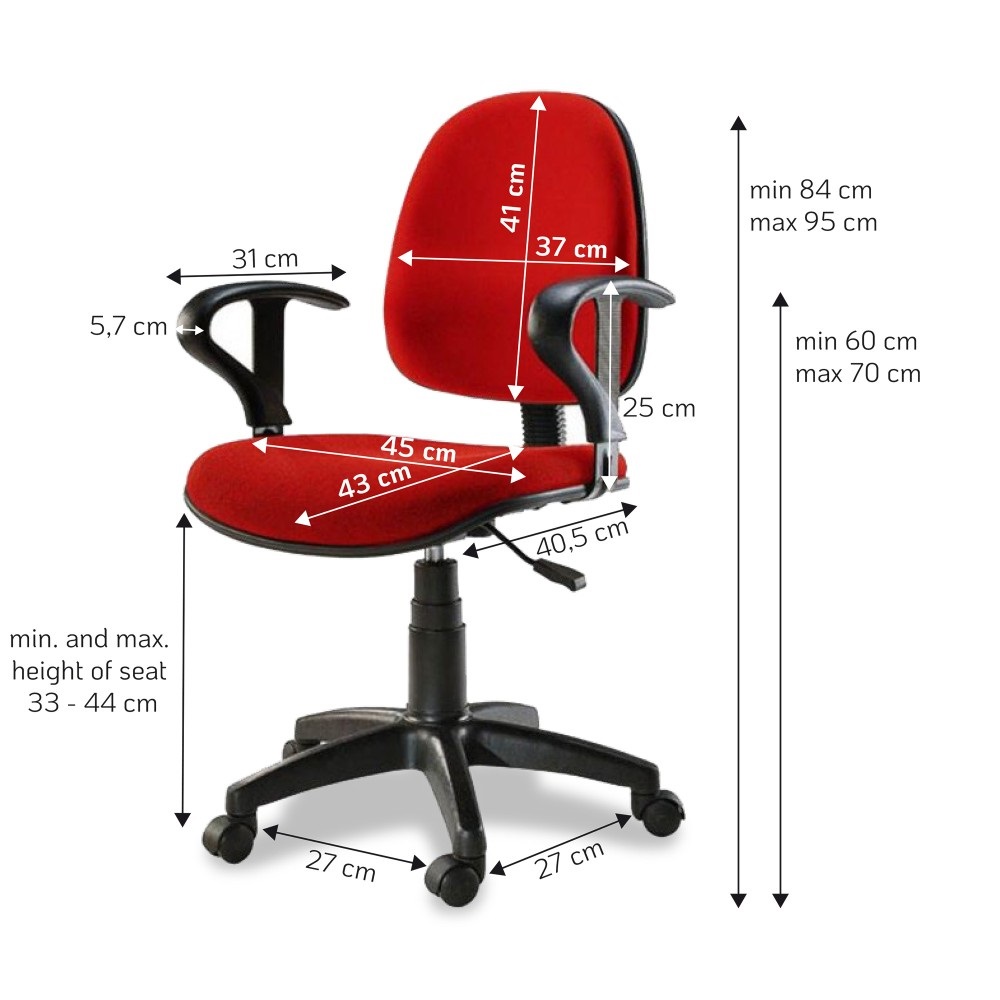 Techly Sedia per Ufficio Easy Colore Rosso - Poltroncina con Braccioli, Schienale Posizionabile e Regolazione Pneumatica
