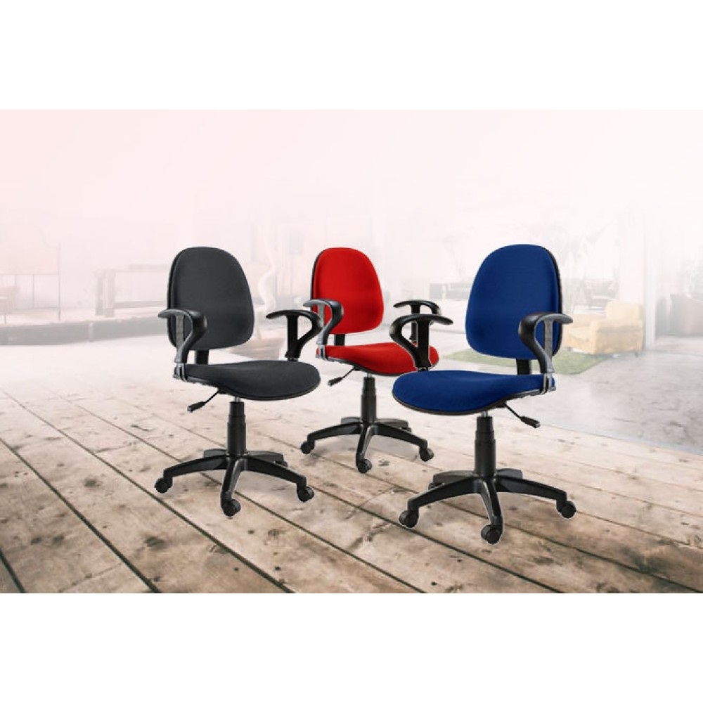 Techly Sedia per Ufficio Easy Colore Rosso - Poltroncina con Braccioli, Schienale Posizionabile e Regolazione Pneumatica