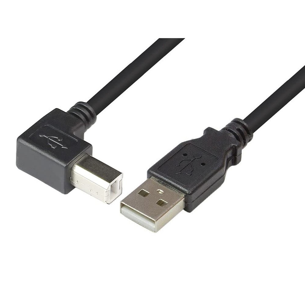 Techly Cavo USB 2.0 A Maschio / B Maschio Angolato 90° 2m - Velocità fino a 480 Mbps, Nero