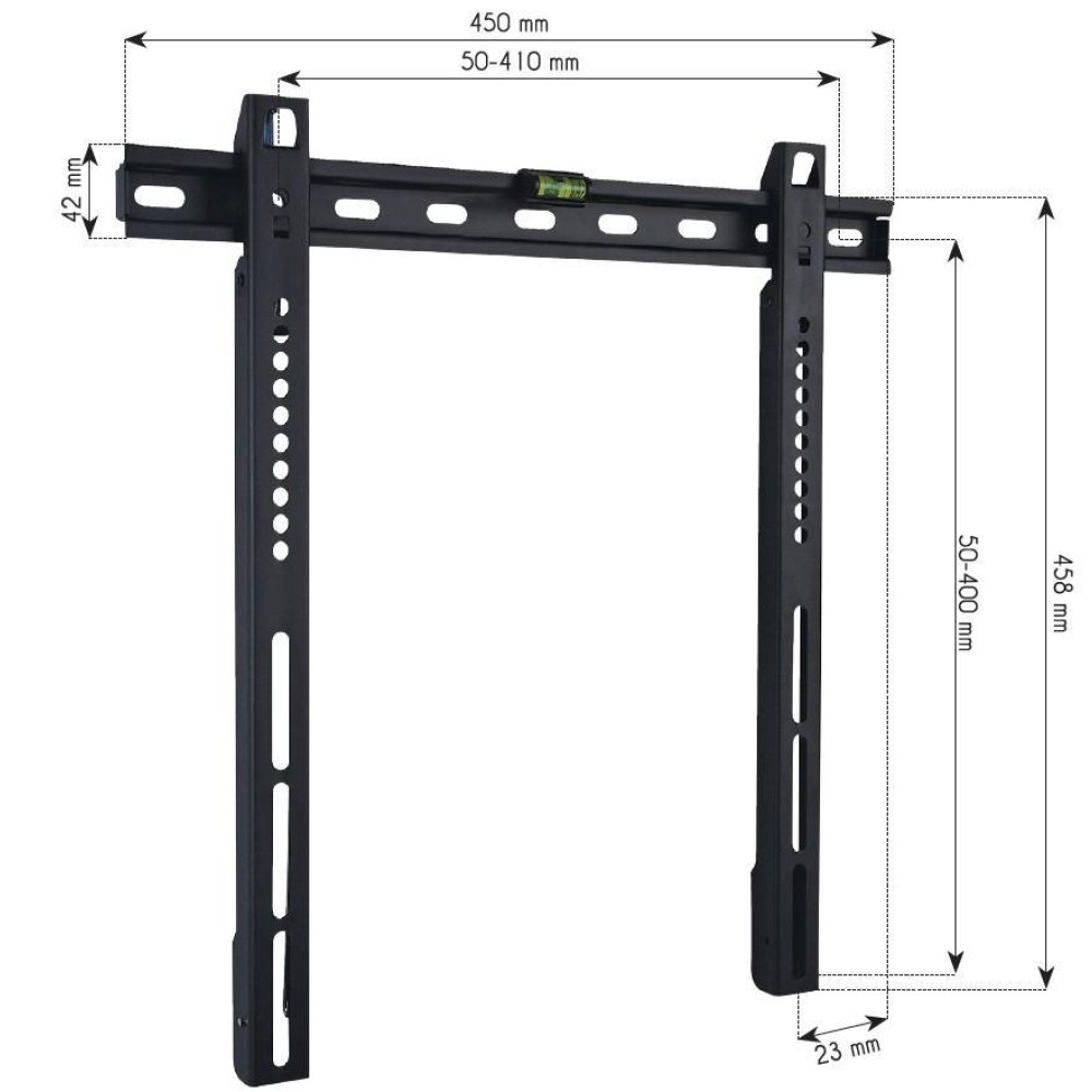 Techly Supporto a Muro Fisso Ultra Slim per TV LED LCD 32-55'' Nero - Capacità di carico 50 kg, Distanza dal muro 23 mm