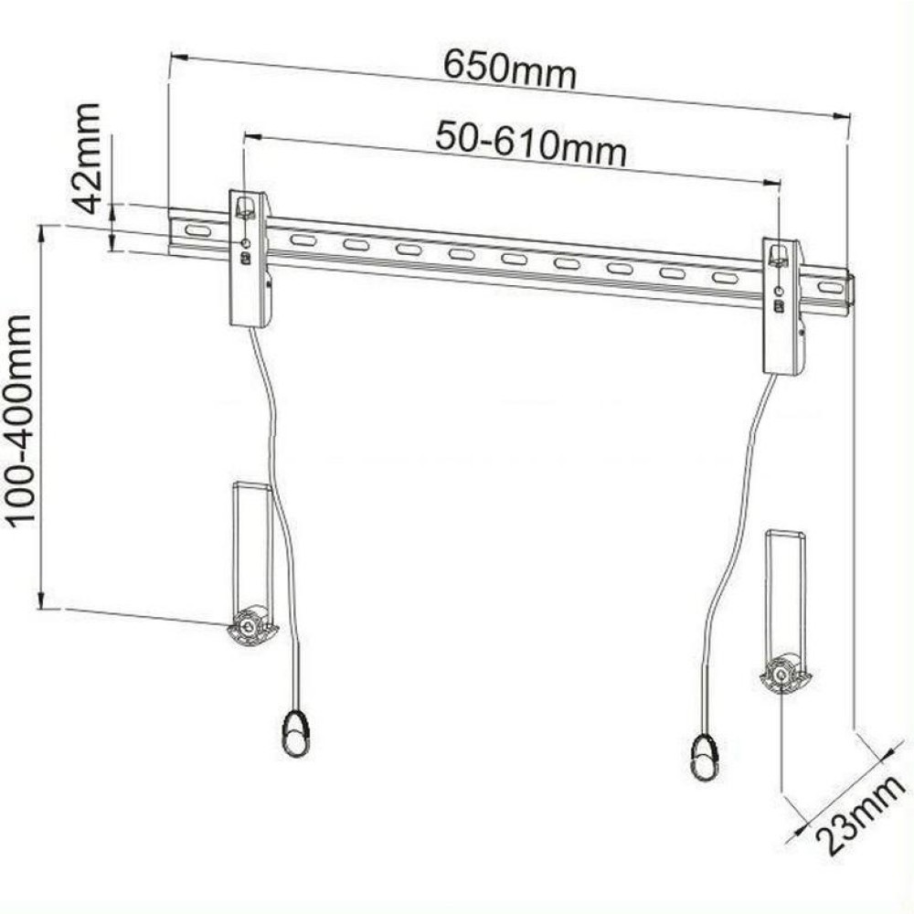 Techly Staffa Muro Fissa Slim per TV LED LCD 40-65'' Nero - Distanza di soli 23 mm, Installazione Rapida e Gestione Cavi