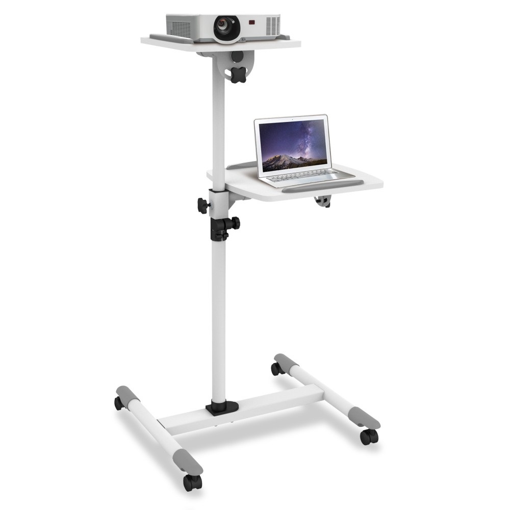 Techly Trolley Universale per Notebook e Videoproiettore con Ripiani Regolabili, Bianco (ICA-TB TPM-6)