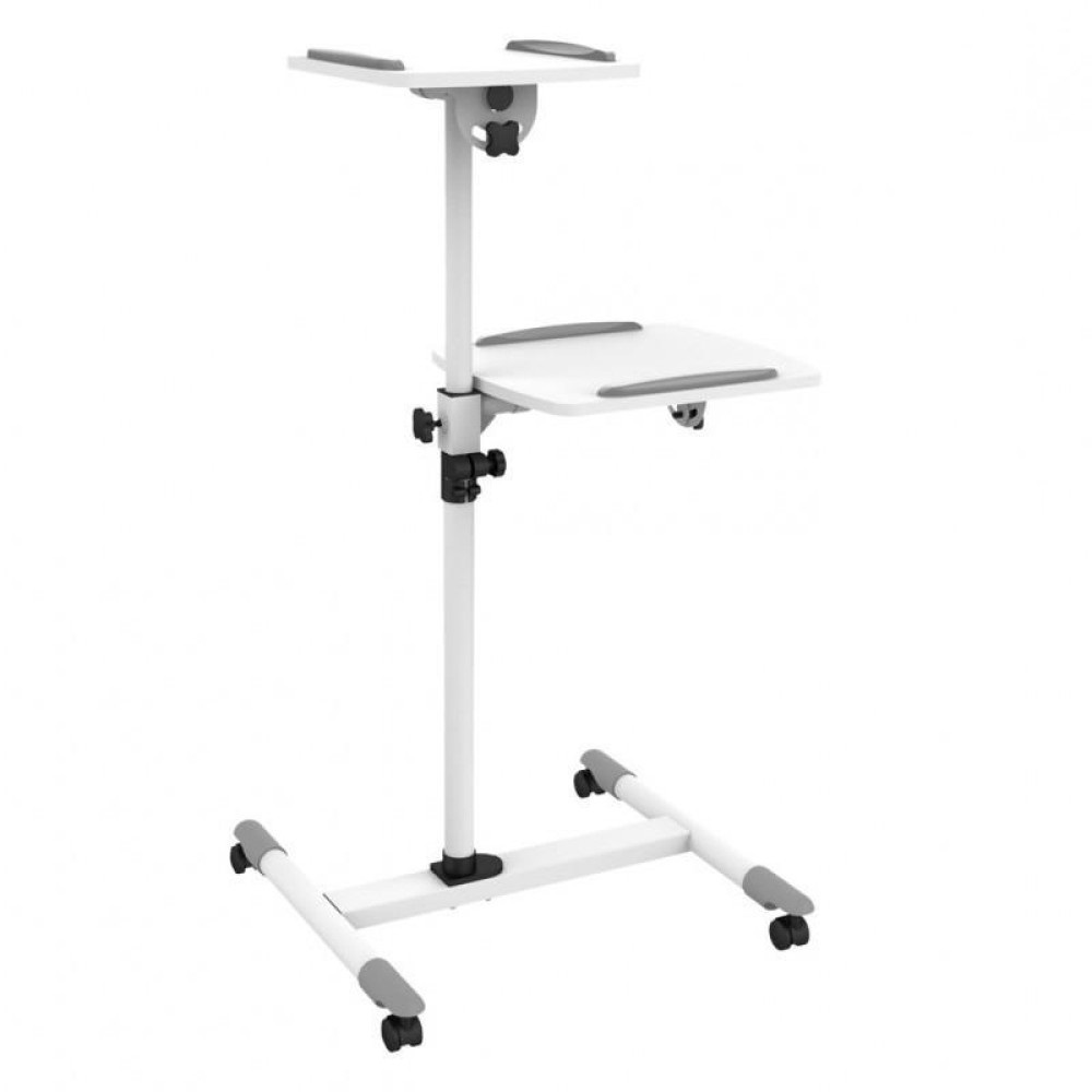 Techly Trolley Universale per Notebook e Videoproiettore con Ripiani Regolabili, Bianco (ICA-TB TPM-6)