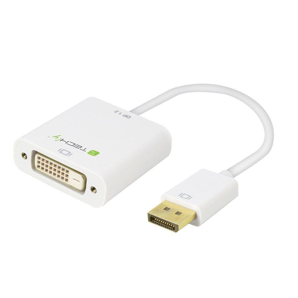 Techly Adattatore DisplayPort 1.2 Maschio a DVI Femmina 15cm Bianco - Supporto 1080p