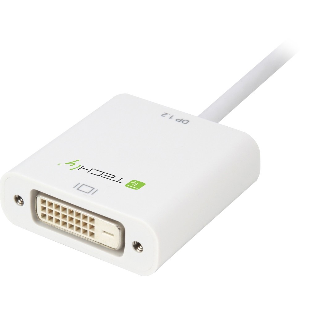 Techly Adattatore DisplayPort 1.2 Maschio a DVI Femmina 15cm Bianco - Supporto 1080p