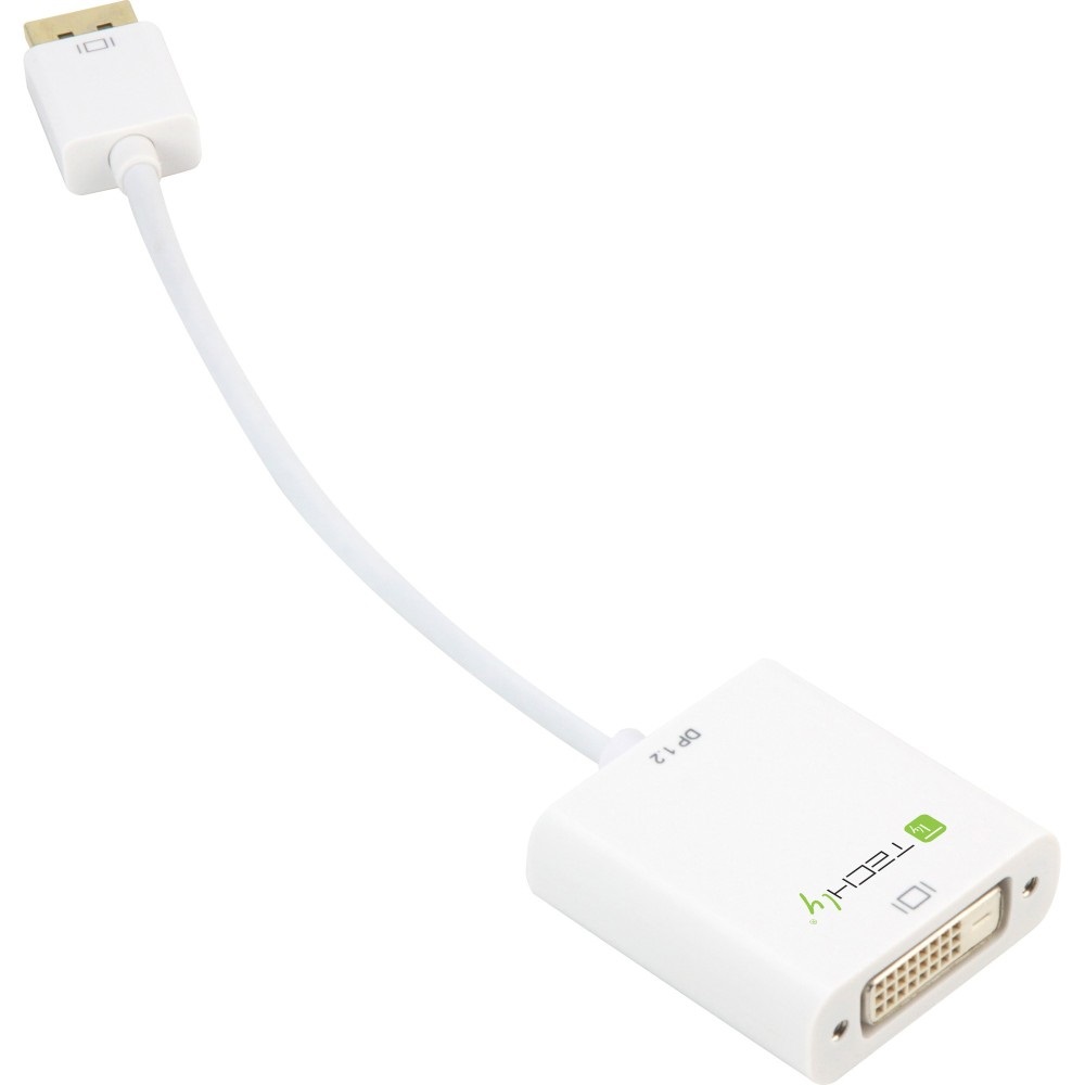 Techly Adattatore DisplayPort 1.2 Maschio a DVI Femmina 15cm Bianco - Supporto 1080p