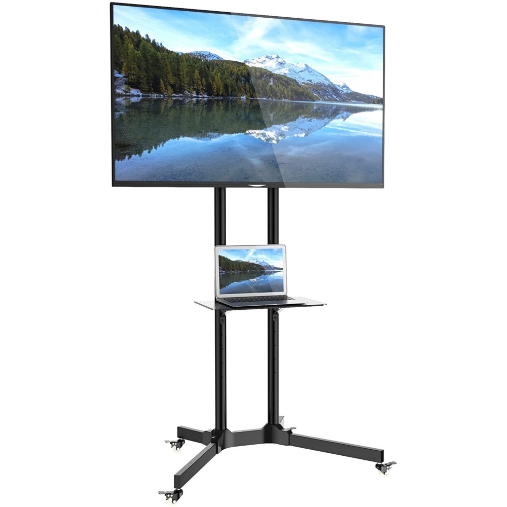 Techly Carrello Supporto Pavimento Porta TV LCD/LED/Plasma 30-65'' con Mensola Regolabile Nero (ICA-TR6)