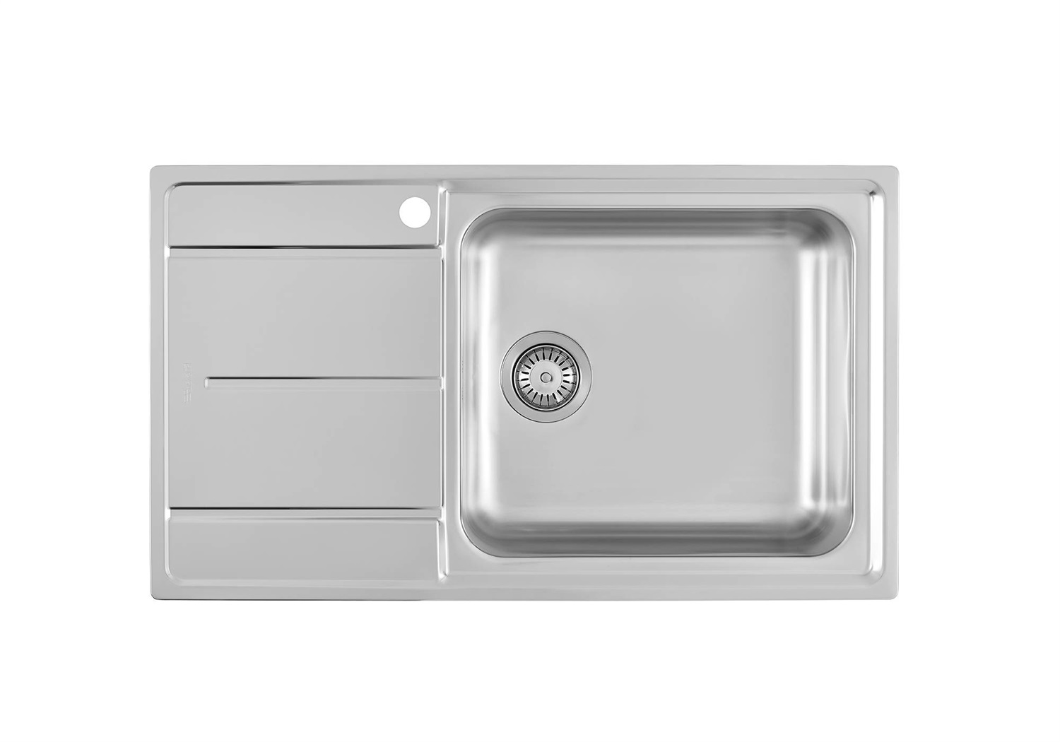 Foster Lavello da Cucina 1 Vasca da Incasso con Gocciolatoio Sinistro 86 x 50 cm Acciaio Inox AISI 304 Finitura Spazzolato - Modello 3218 001 Serie Evo