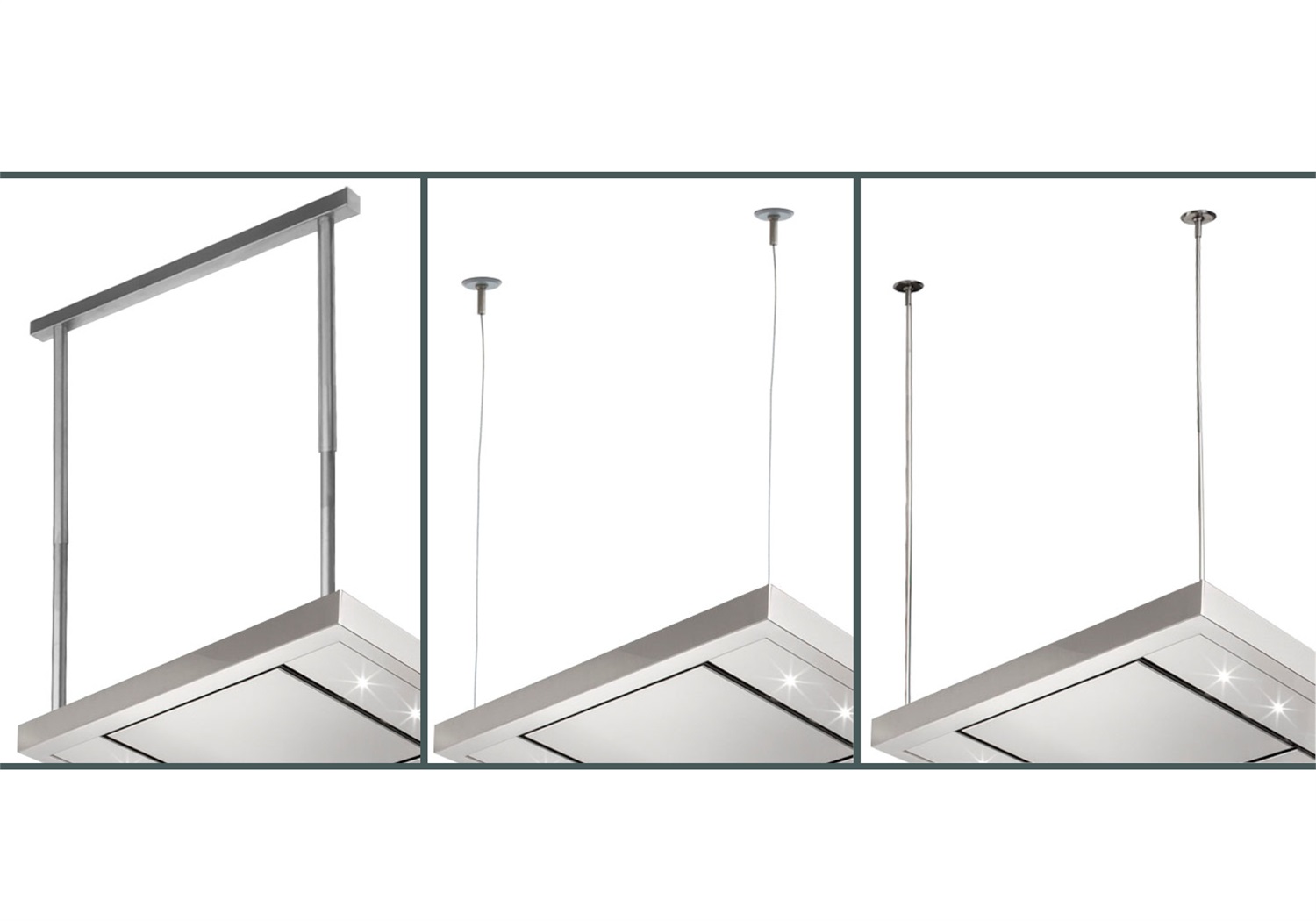 Foster S4001 Special Cappa Aspirante a Isola in Acciaio Inox Satinato 150-210 cm, 700 m³/h, 4 Velocità, 12 LED, Classe A