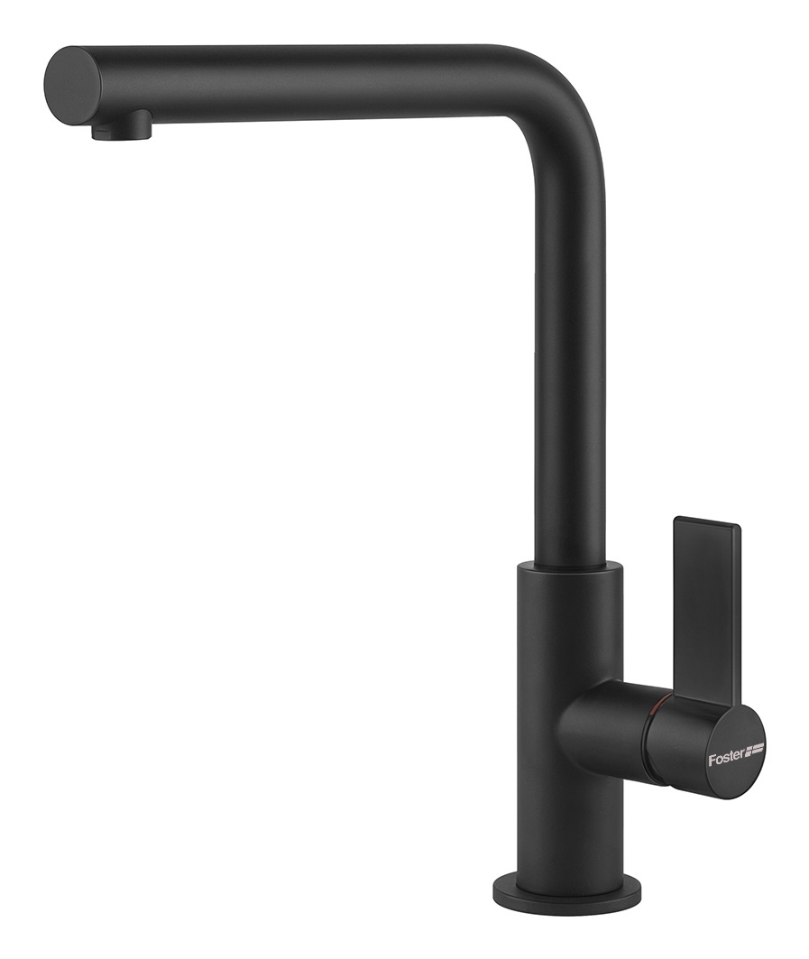 Foster Omega Miscelatore Monocomando Cucina Nero Opaco - Canna Girevole 360°, Ottone, Cartuccia a Dischi Ceramici