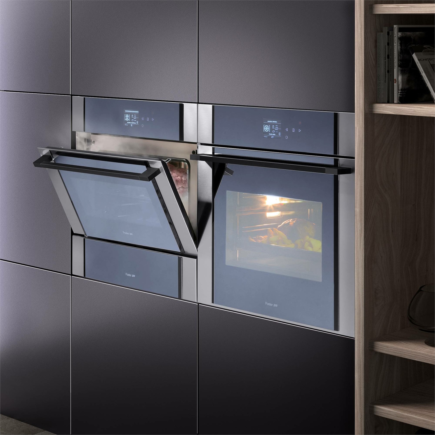 Foster S4001 Forno Elettrico Multifunzione 60x60 cm 65 Litri A Inox Satinato e Vetro Nero