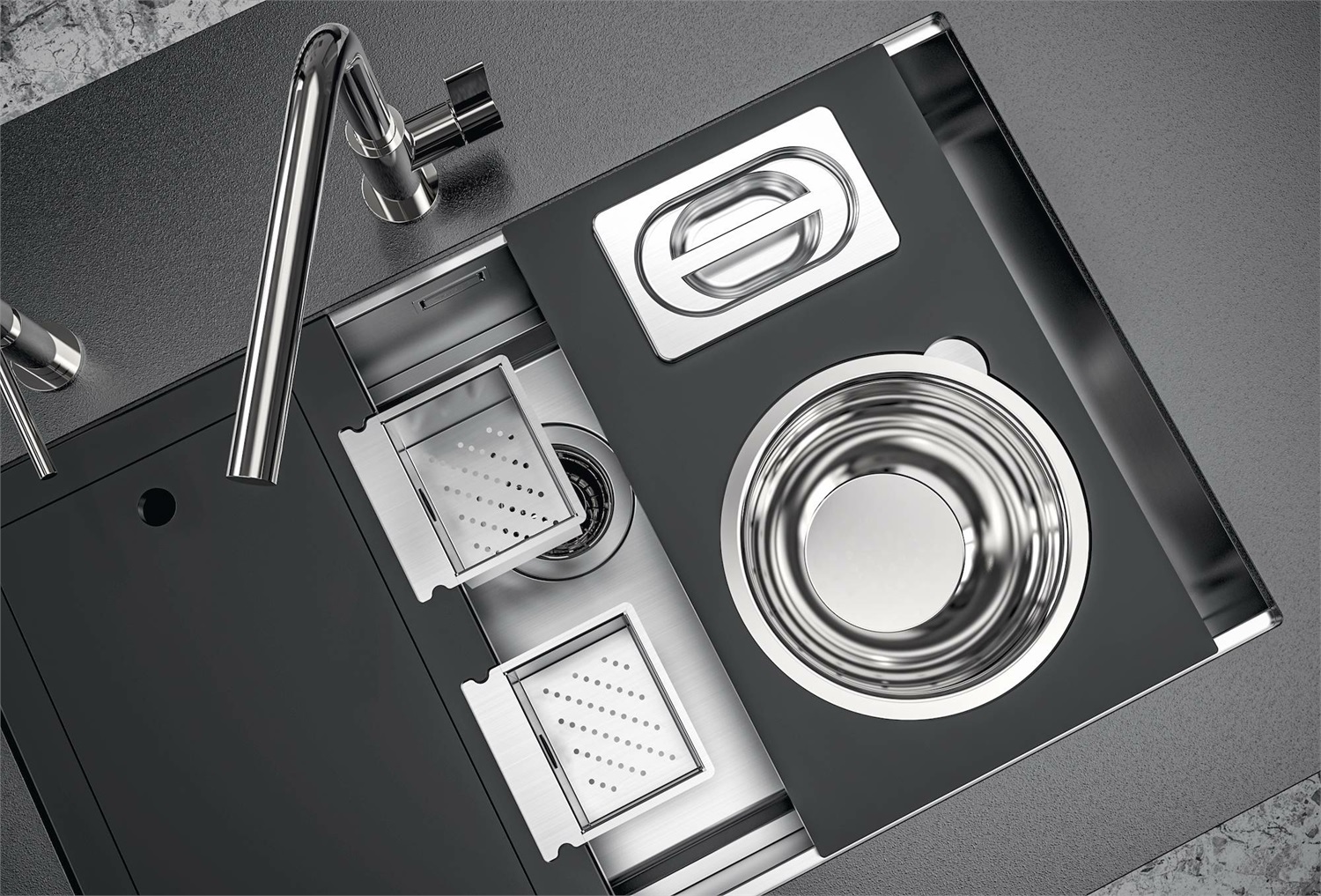 Foster Quadra EVO Lavello Sottotop 1 Vasca 78x47 cm Acciaio Inox AISI 304 Finitura Gun Metal