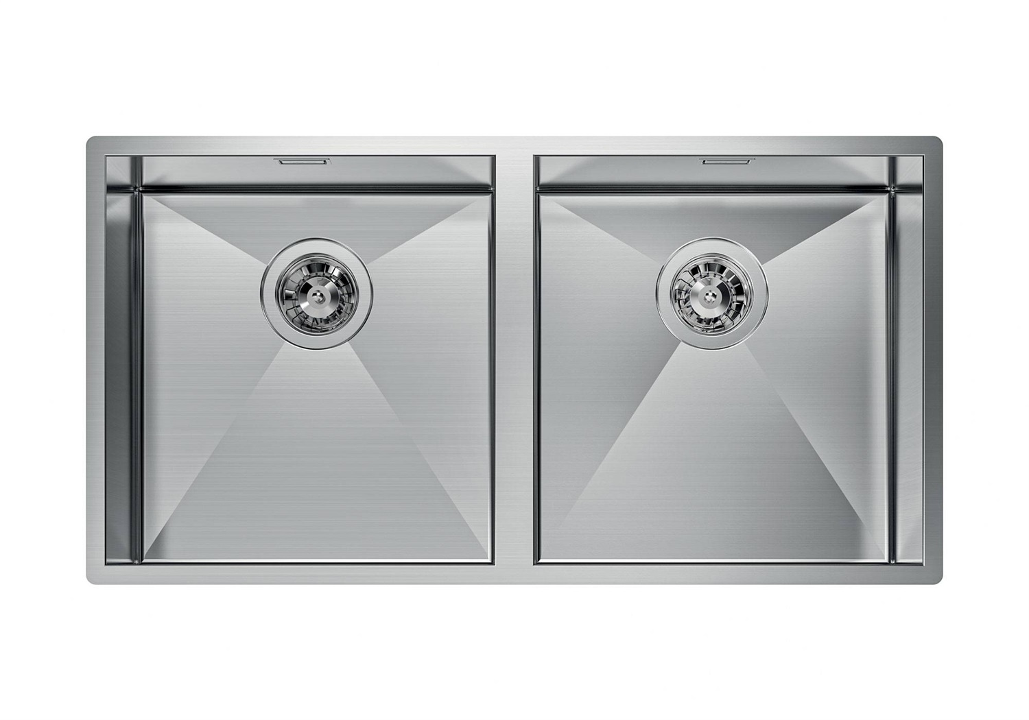 Foster Quadra Lavello a Incasso Sottotop 84x44 cm, 2 Vasche in Acciaio Inox Satinato - Modello 1221 850