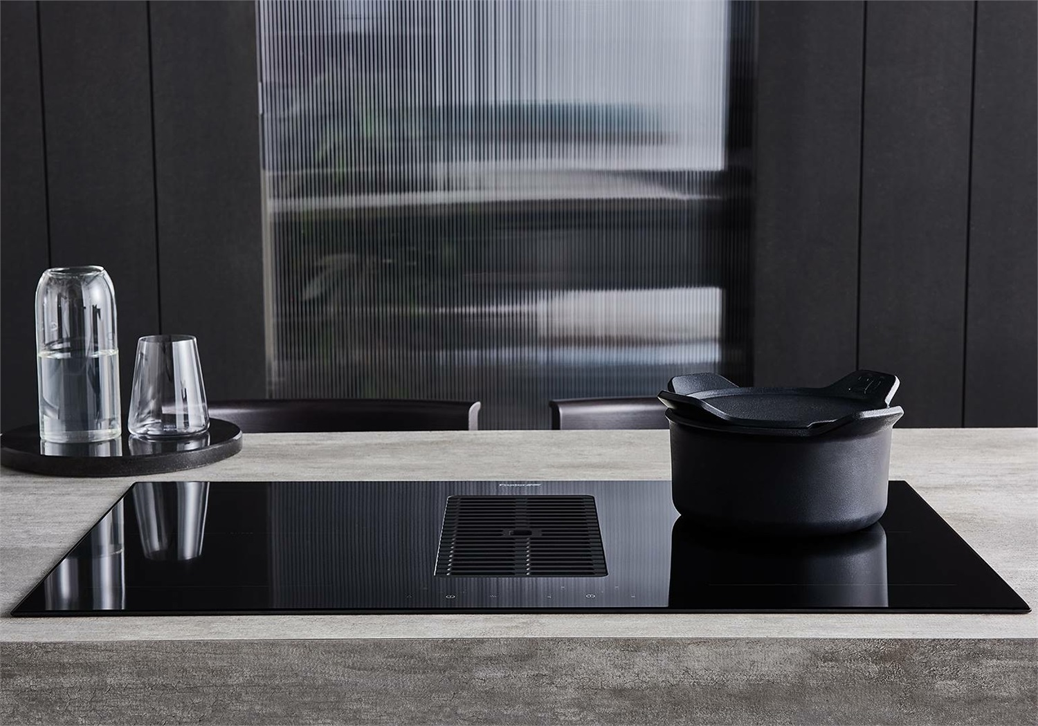 Foster Arya Piano Cottura a Induzione 82 cm con Cappa Integrata in Vetroceramica Nero - 4 Zone Riscaldanti e Comandi Touch Control