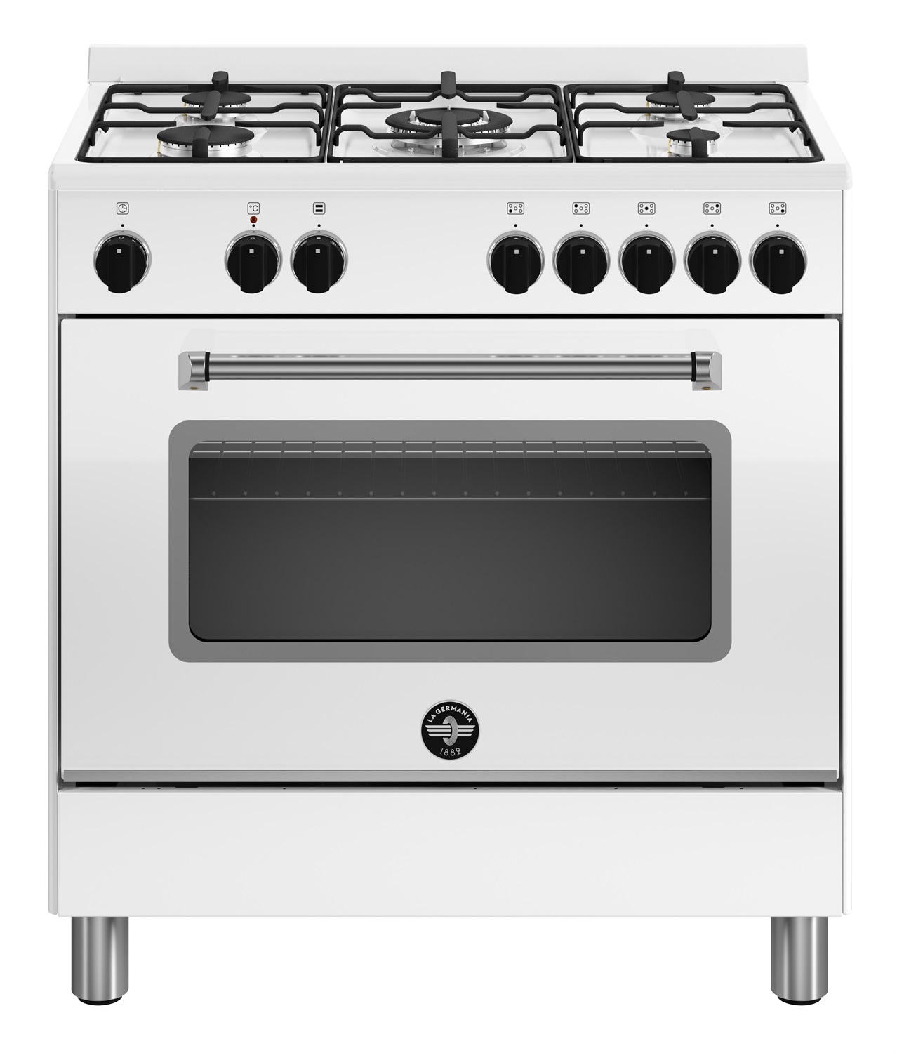 Bertazzoni La Germania AMN855EBV/24 Cucina Gas 5 Fuochi con Forno Elettrico 75L Bianco, 80x50 cm, Classe A