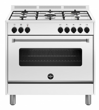 Bertazzoni La Germania AMN965EBV24 Cucina a Gas 5 Fuochi con Forno Elettrico Multifunzionale Bianco 90x60 cm Classe A