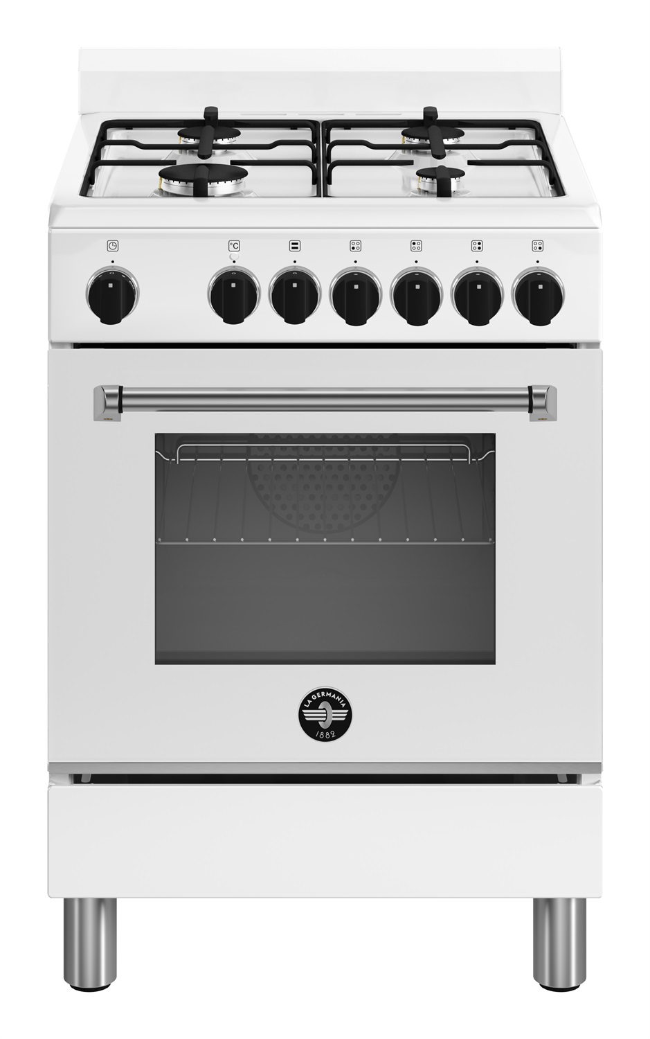 Bertazzoni La Germania AMN664EBV/24 Cucina 60cm Bianco 4 Fuochi Gas con Forno Elettrico Multifunzione Classe A