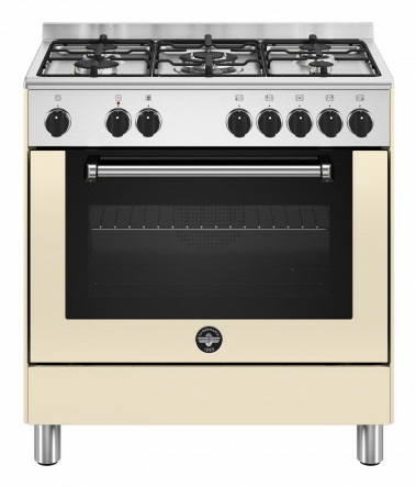 Bertazzoni La Germania Americana AMN855ECRV/24 Cucina Gas Crema 80x50 cm con 5 Fuochi e Forno Elettrico Singolo