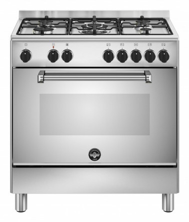 Bertazzoni La Germania AMN855EXV/24 Cucina 80x50 cm, 5 Fuochi a Gas con Forno Elettrico Multifunzione in Acciaio Inox