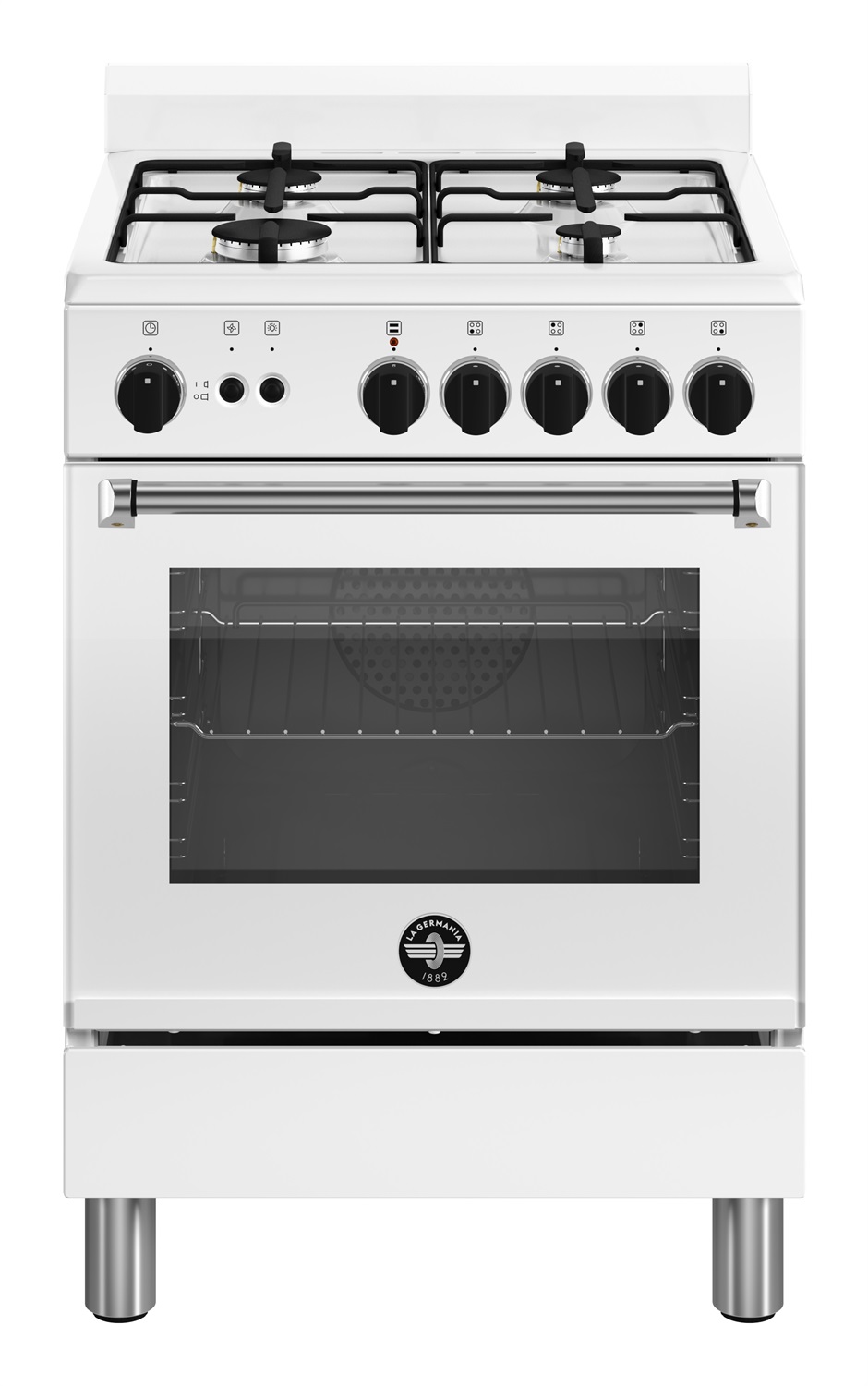 Bertazzoni La Germania AMN664GBV/24 Cucina Gas 4 Fuochi con Forno Elettrico Ventilato 56L Bianco A