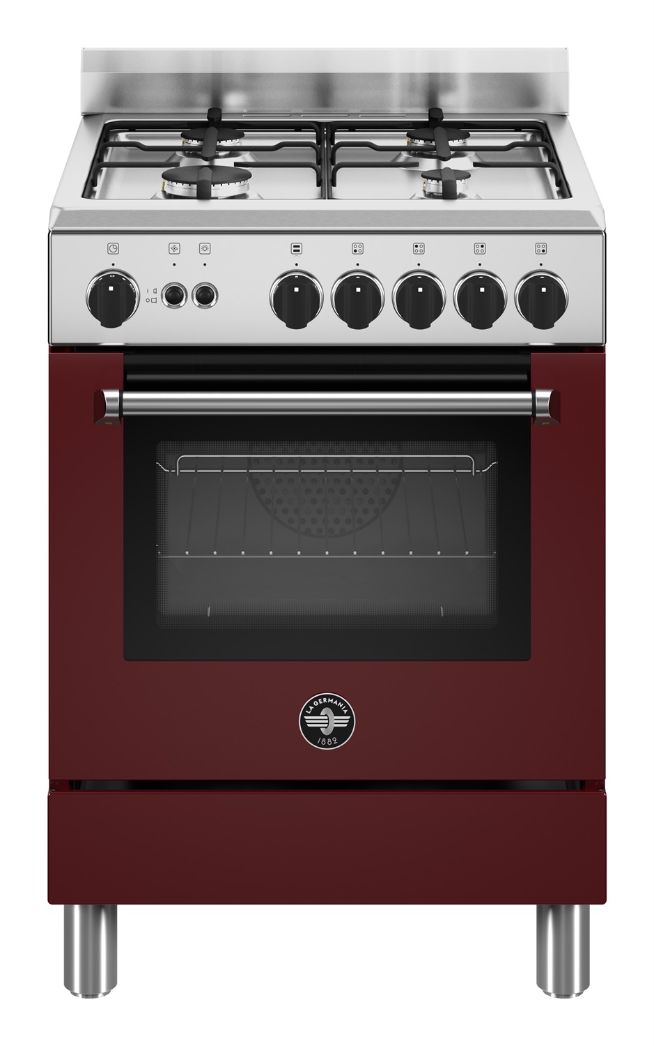 Bertazzoni La Germania Americana AMN664GVIV/24 Cucina a Gas 4 Fuochi con Forno Elettrico Multifunzionale 56L Colore Borgogna A