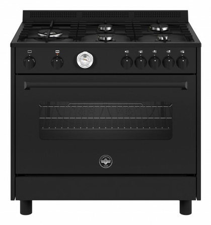 Bertazzoni La Germania Americana AMN965GTN24 Cucina a Gas 5 Fuochi con Forno Ventilato 90x60 cm Nero Classe A