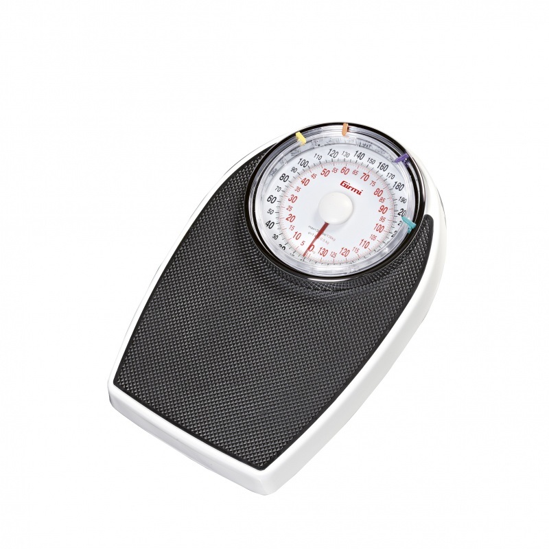 Girmi BP55 Bilancia Meccanica Pesapersone 136 kg, 4 Indicatori Segnapeso, Pedana Antiscivolo, Grande Visore Φ 17 cm