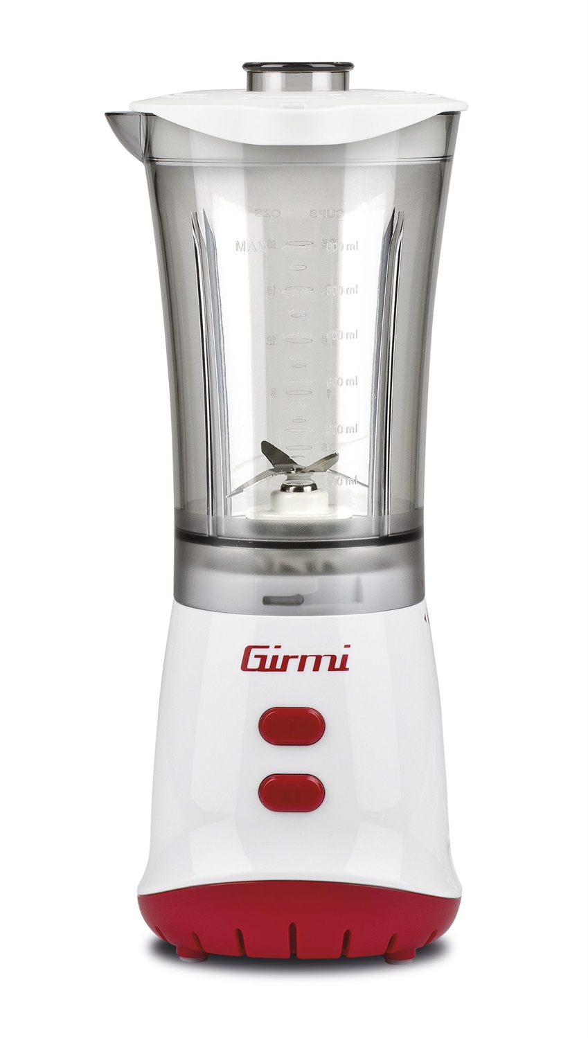 Girmi FR02 Frullatore da tavolo 350 W, 0,6 L, 2 velocità, Pulse, Lame in acciaio inox, Rosso e Bianco