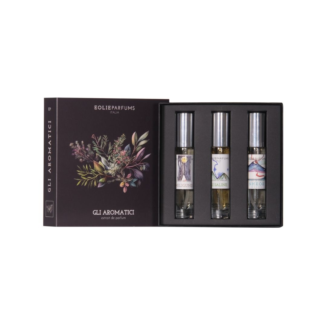 Eolie Parfums - Gli Aromatici: Set di 3 Extrait de Parfum da 15 ml (Meligunis, Le Saline, Nesos)