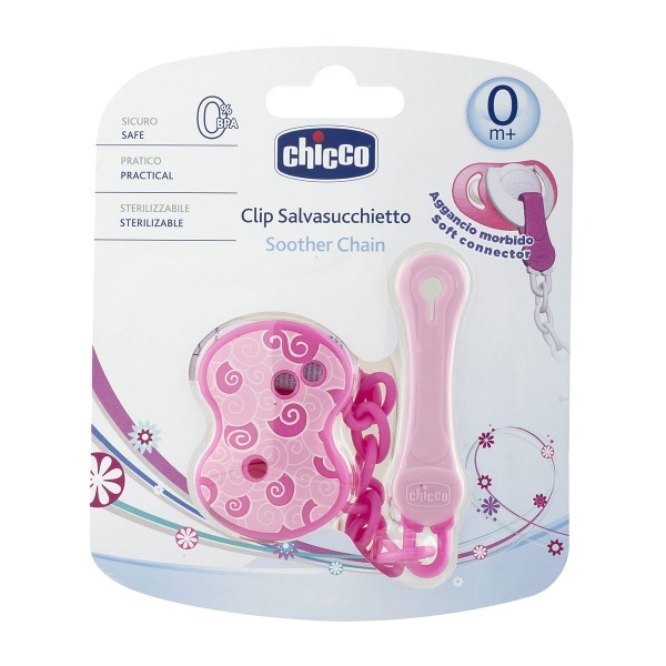 Chicco Clip Salvasucchietto con Catenella Sterilizzabile - Colori Assortiti
