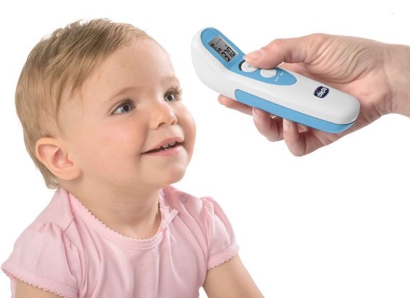 Chicco Thermo Distance Termometro Digitale Frontale Infrarossi a Distanza - Misurazione Veloce in 1 Secondo, Funzione Notte, Colori Blu e Bianco
