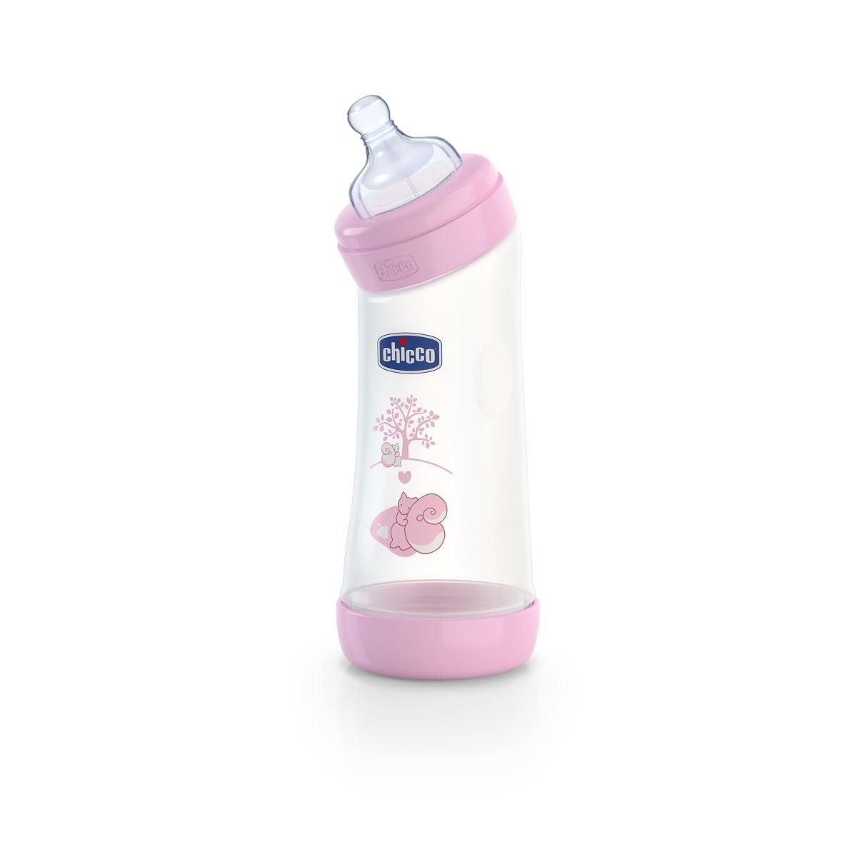 Chicco Biberon Benessere Angolato Rosa 250 ml - Tettarella in Silicone Anticolica per Neonati