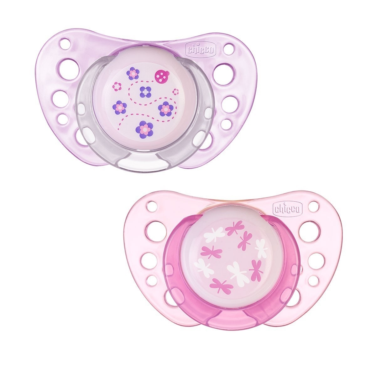 Chicco Physio Air Succhietto Rosa in Caucciù 0-6 Mesi - 2 Pezzi, con Tettina Attiva e Scudo per Massima Areazione