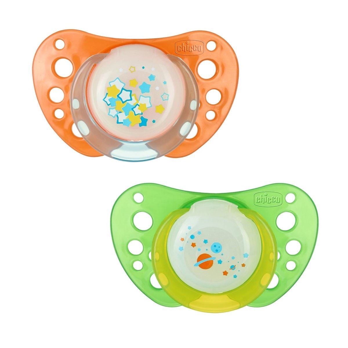 Chicco Succhietto Air Lumi in Caucciù 6-16 Mesi - 2 Pezzi, Ergonomico e Ortodontico