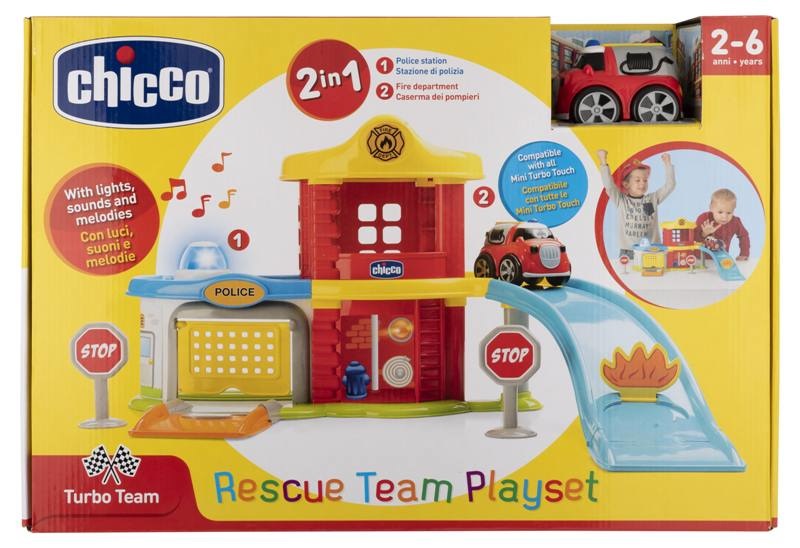 Chicco Police Fire Station Playset con Camion dei Pompieri e Stazione di Polizia