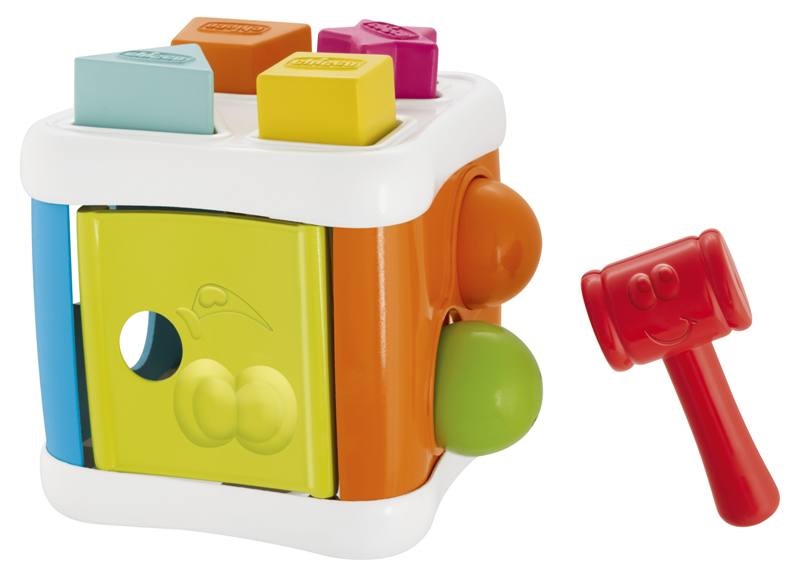 Chicco Cubo Incastra e Martella 2 in 1 - Gioco Educativo Multiattività con 4 Forme Geometriche, 2 Sfere e Martello Giocattolo per Bambini 10 Mesi - 3 Anni