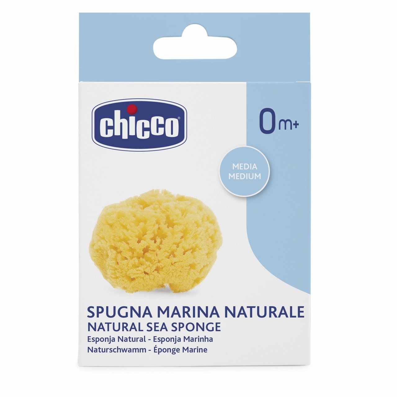 Chicco Spugna Marina Naturale Media - Morbida e Ultra Assorbente per il Bagnetto dei Neonati 0M